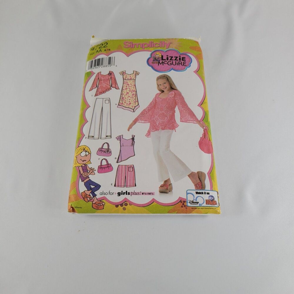 Vintage Y2K Lizzie McGuire Sewing Pattern Outfit Simplicity 8-16 Disney 4722